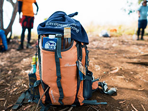 A hiking backpack that can be rented at Portage Trail Outfitters.